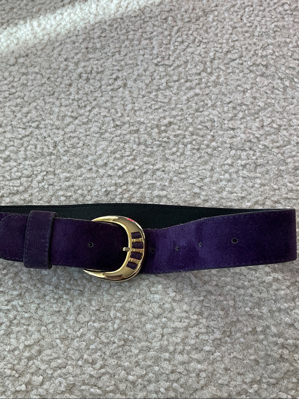 Purple Suede Belt with Gold Buckle